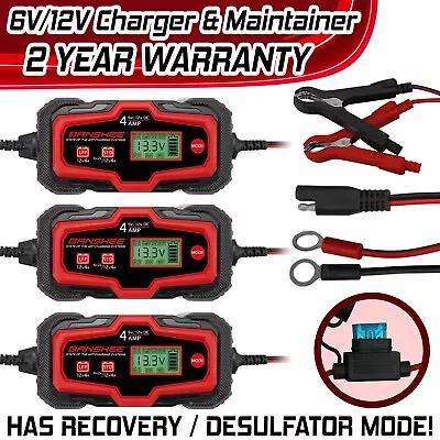 3PCS 4A 6V & 12V Battery Maintainer Float Trickle Tender Maintainer Desulfator • $104.85