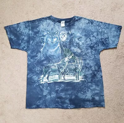 Vintage Y2K Howling Wolves Blue Moon Tye Dye Men's Size XL Delta T-Shirt • $11.83