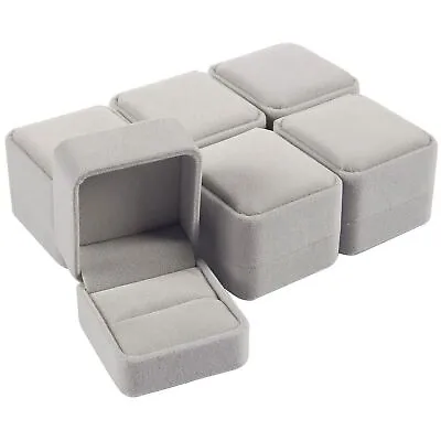 6 Pcs Jewelry Box Set Velvet Gift Box & Single Ring Box Case For Proposal Grey • $11.99