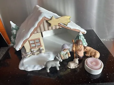 Goebel Nativity Stable Stall / Barn Tea Light & Figures Limpke DISCONTINUED • £150