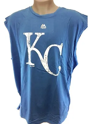 Mens Majestic MLB Kansas City KC Royals Logo Baseball Tank Top Muscle Tee Shirt • $19.99