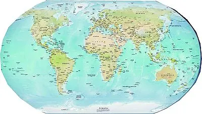 Large World Map A1 Laminated Political Atlas Educational Poster Wall Art Chart • £6.99