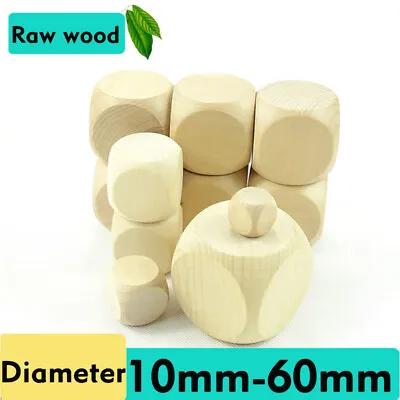 Wooden Plain Dice Dices Cube Cubes Blank Plain Unpainted Wood Six Sided 10-60mm • £140.58