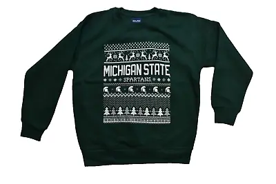 OVB Youth Boys Michigan State Spartans Ugly Holiday Sweater Sweatshirt NWT M L • $12.99