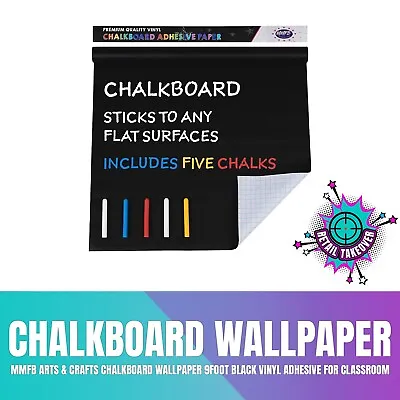 MMFB Arts & Crafts Chalkboard Wallpaper 9Foot Black Vinyl Adhesive For Classroom • $13.57