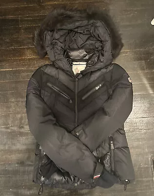 Moncler Grenoble Besse Coyote Fur Sz 2 ( S ) Puffer Jacket Coat Black Down • $650