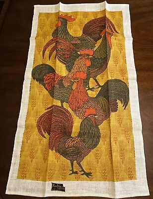 Kay Dee Rooster Chicken Vintage Linen Dishtowel NOS  27.5x16 -A32 • $9.99