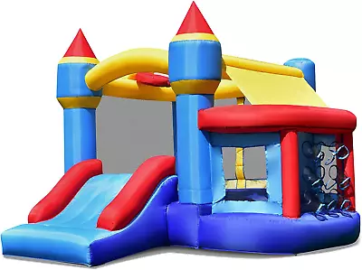 Inflatable Bounce House Kids Jumper Moon Bouncer W/Slide Ball Shooting Area S • $269.99