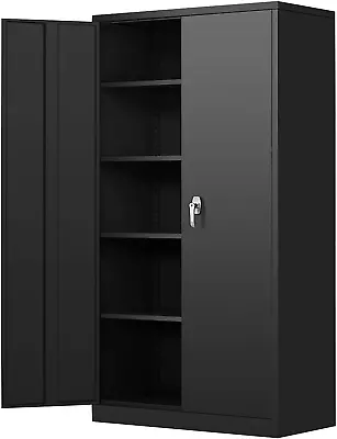 Metal Garage Storage Cabinet - 72  Locking Metal Cabinet With 2 Doors And Adjust • $284.99