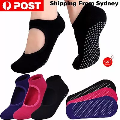 Yoga Socks Non Slip Pilates Massage Ballet Socks With Grip Exercise Cotton Gym • $5.99