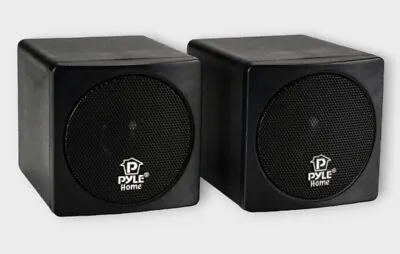 Pair New Pyle PCB3BK 3'' 100 Watt Black Mini Cube Bookshelf Speaker In Black • $49.99