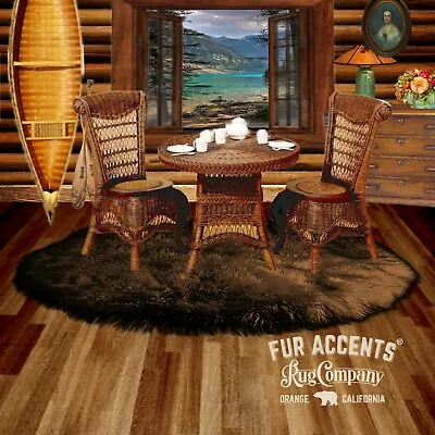 $299.99 • Buy Round Faux Fur Throw Rug - Shag Polar Bear - Sheepskin Flokati FUR ACCENTS