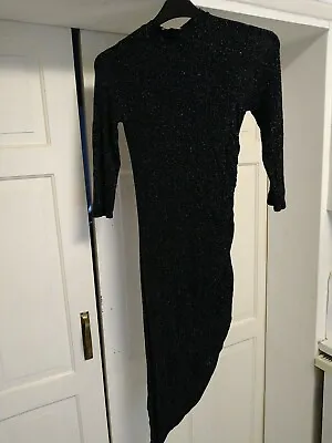 £12 • Buy Wal G Black Sparkly One Sided Ruched Dress Size 8