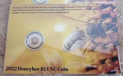 2022 $2 AUSTRALIAN HONEYBEE COLOURED UNC COIN ON CARD Custom Post Card Size • $15