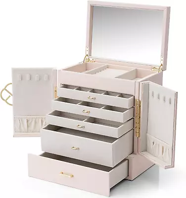 Jewellery Box 6-Layer Large Faux Leather Jewellery Organiser Home Storage Room • $320.25