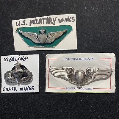 3 PC  LOT WWII Military WING PINS  - One Sterling • $99