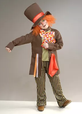 Childrens Mad Hatter Style Kids Fancy Dress Fairytale Costume & Hat Brown • £32.99