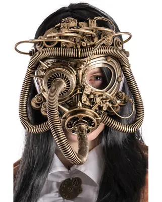 £49.99 • Buy Steampunk GAS MASK With Tubes Goggles Halloween Fancy Dress Cyborg Robot Toxic 