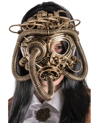 Steampunk GAS MASK With Tubes Goggles Halloween Fancy Dress Cyborg Robot Toxic  • £49.99