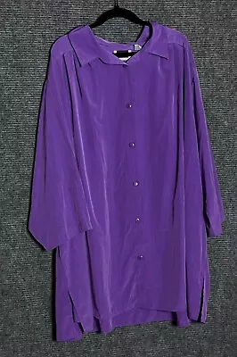 Maggie Barnes Blouse Shirt Top Plus Sz 5X Purple Button Down Front Short Sleeve • $29