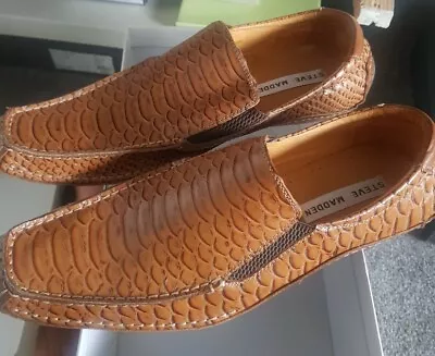 Steve Madden Mens Dress Shoes Tanned Sneak Skin Print Size 9 • $35