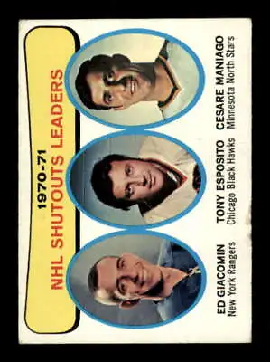 1971-72 Topps #5 Ed Giacomin/Tony Esposito/Cesare Maniago G LL 545932 • $2.03