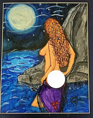 Mermaid Painting Slight Nudity Wendy Needham Artist 2001. Watercolor In Mate • $30