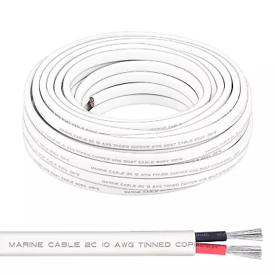 10 Gauge Marine Wire - 50FT 10 AWG Duplex Marine Grade Wire Tinned Copper Boat  • $116.99