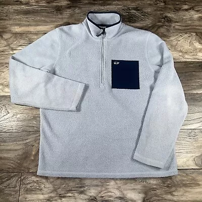Vineyard Vines 1/4 Zip Fleece Mens Medium Blue Whale Pocket Pullover Sweatshirt • $19.97