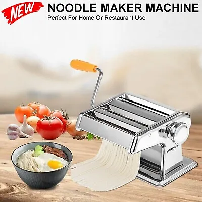 Pasta Noodle Maker Machine Cutter Fresh Spaghetti Thickness Settings Roller • $56.99