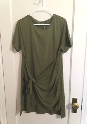 Nwt Juniors Size Large Zaful Short Sleeve Stretch T-shirt Dress Olive Green  • $12