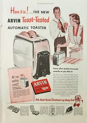 1949 Arvin Automatic Pop Up Toaster VIntage Ad Here It Is The New • $9.95