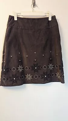 Laura Ashley Grey Nordic Floral Fine Cord Cotton Short A~Line Skirt Size 12.  • £8