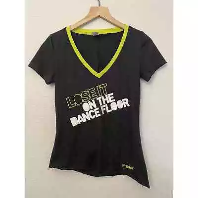 ZUMBA Instructor Black Neon Green Tee. “Lose It On The Dance Floor” Size Medium • £12.35