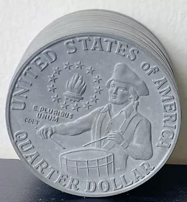 Vintage Stacked Metal Coin Bank Bicentennial Quarter 1776-1976 3” Diameter USA • $20