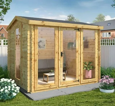 LOG CABIN GARDEN ROOM SUMMERHOUSE OUTDOOR HOME OFFICE SHED STUDY APEX 3m X 2.5m • £1479.94