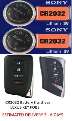 Remote Key Fob Battery Fits LEXUS Smart Key Fob  - Sony/MURATA CR2032  2 Pack • $4.99