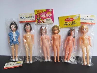 6 Vintage Dress Up Dolls - 7  1/2 Inches - Hong Kong • $14.99