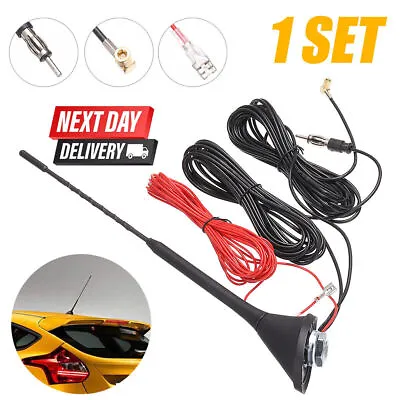 Car Universal Roof Mount Active Amplified DAB + AM FM Radio Aerial Antenna Mast • £18.99
