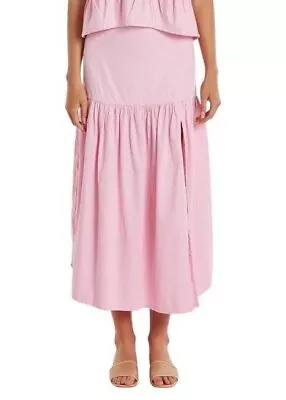 ZULU AND ZEPHYR Size 10 - Maxi “Fever Pink” 100 % Cotton Side Slit Lined Skirt • $40