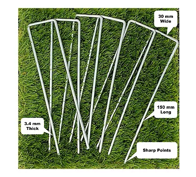 6 '' U Pins Garden Pegs For Securing Weed Fabric Netting Ground Sheet Turf Metal • £4.99