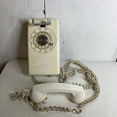 Vtg Western Electric Bell System 554BMP Beige Wall Mount Rotary Phone WORKS • $35