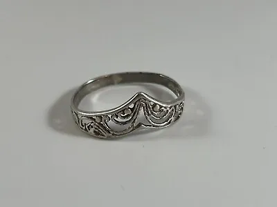 Vintage Sterling Silver 925 Laced Filigree Royal Crown Band Ring Size 7 • $14.96