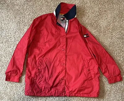 Tommy Hilfiger Jacket Mens Large L Windbreaker 90s Vintage Patch Big Box Hole • $29.99