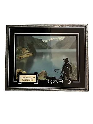 Reverse Painting Advertizing Framed Boy Fishing Sac City Iowa L.C.Larson • $19
