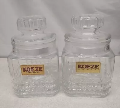 2 Koeze's Glass Apothecary Jar Canister Candy Cookie Jar Lid Seal 7  • $10