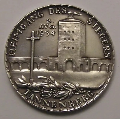 Germany Silver Medal 1934 By K.Goetz  Hindenburg Tannenberg Memorial • $710.38