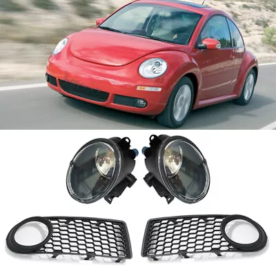 For Volkswagen VW Beetle 2006-2010 Halogen Fog Light +Fog Lamp Cover Grille Set • $126.89