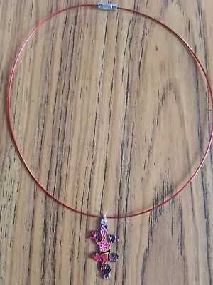 Colourful Red Newt Charm Pendant Memory Wire Choker Necklace. Red Wire. 18 . • £5