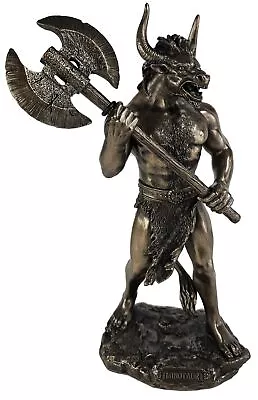 10 3/4  Minotaur Holding Labrys Axe Greek Mythology Statue Antique Bronze Color • $70.88